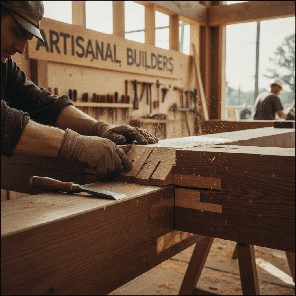 Craftsman hands working on structural or finish details