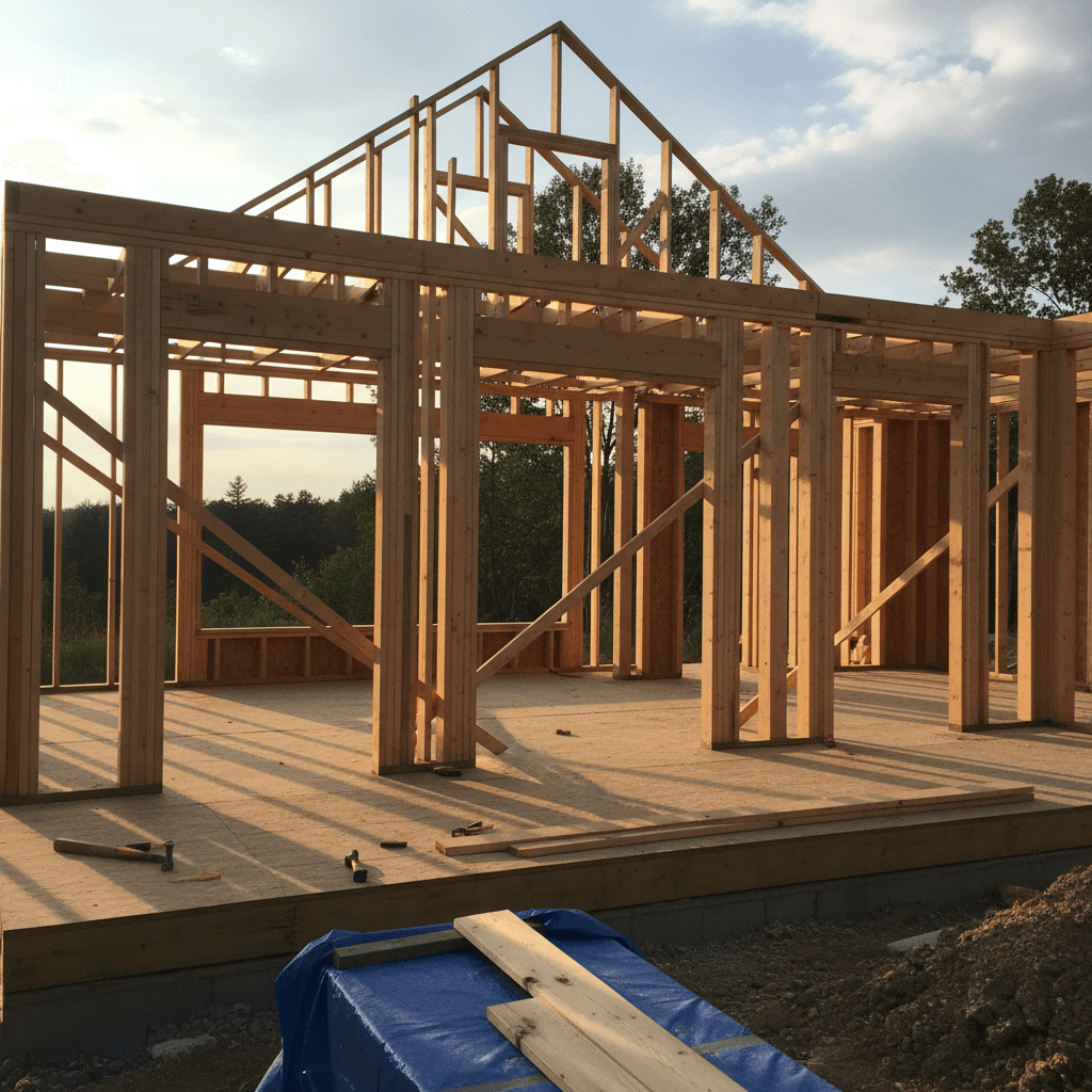 Custom home building in progress