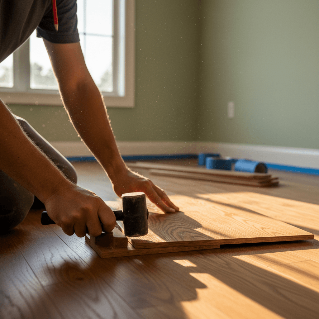 High-quality hardwood flooring and interior trim details