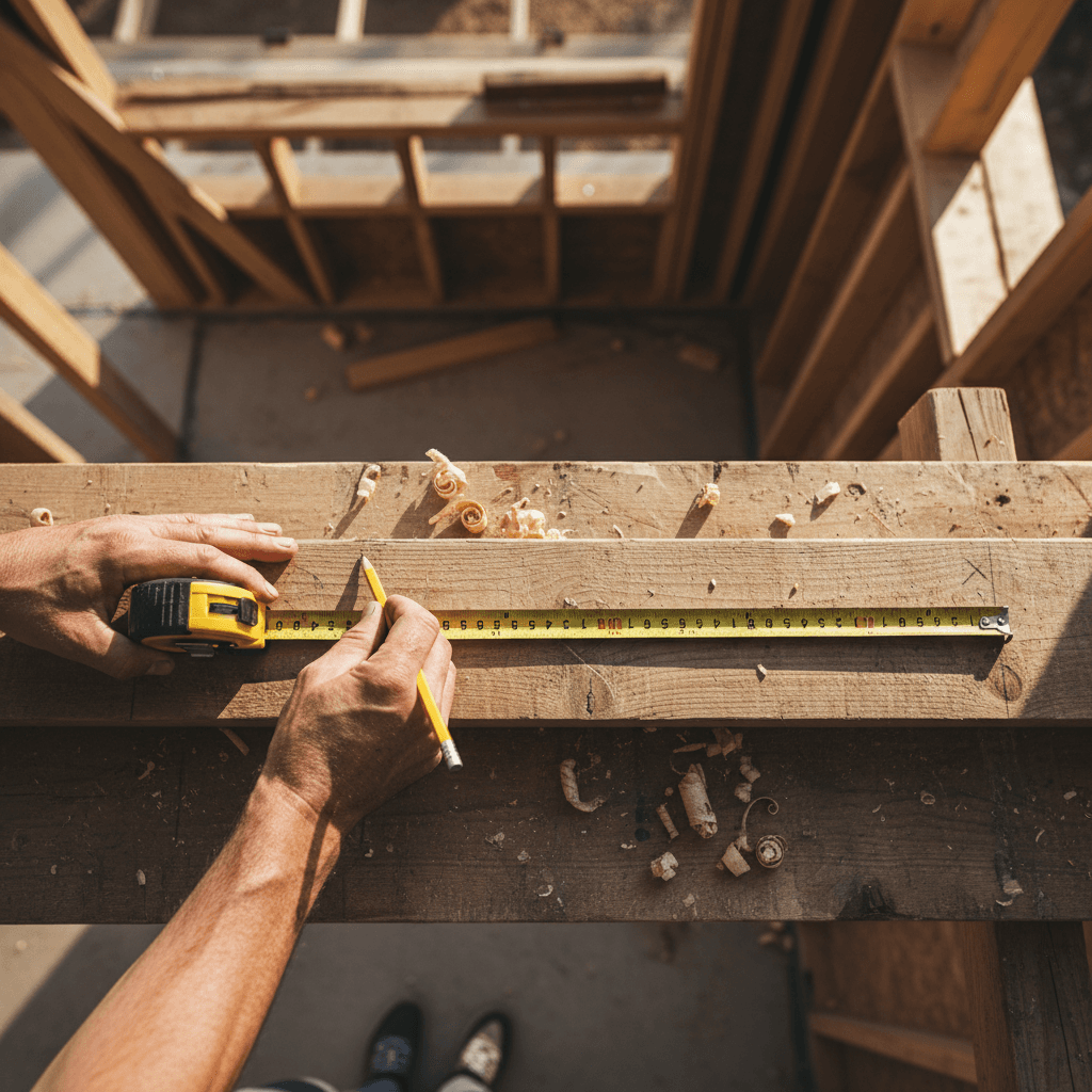 Precise measurement and framing details during construction