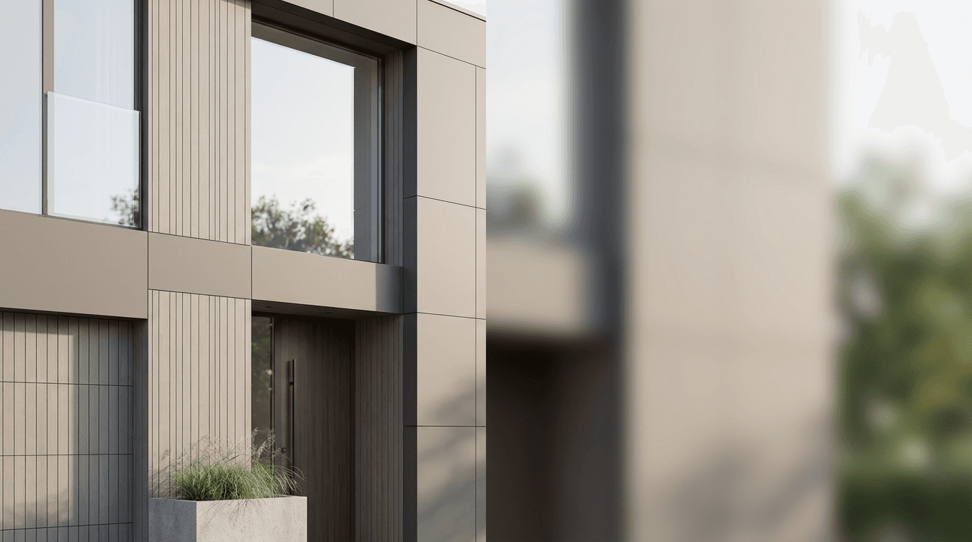 Completed custom home exterior with professional finishes